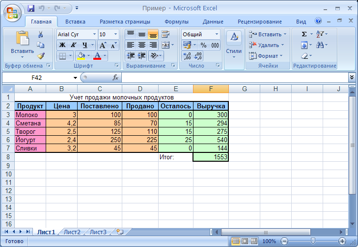 Окно Microsoft Excel 2007Окно OpenOffice.org Calc 2.2 